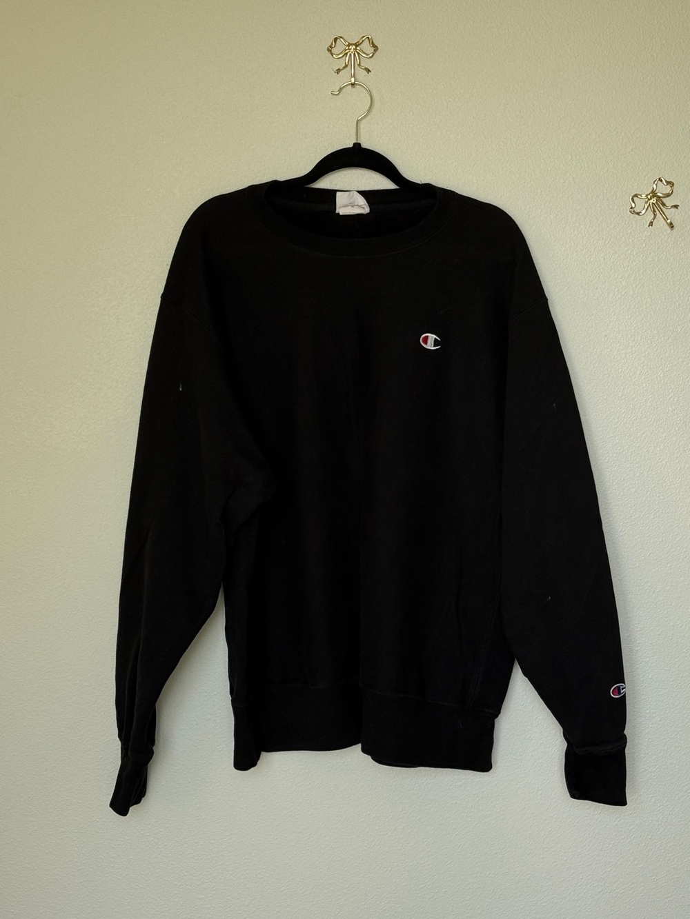Champion Black Men's Crewneck Sweatshirt with Small Logo